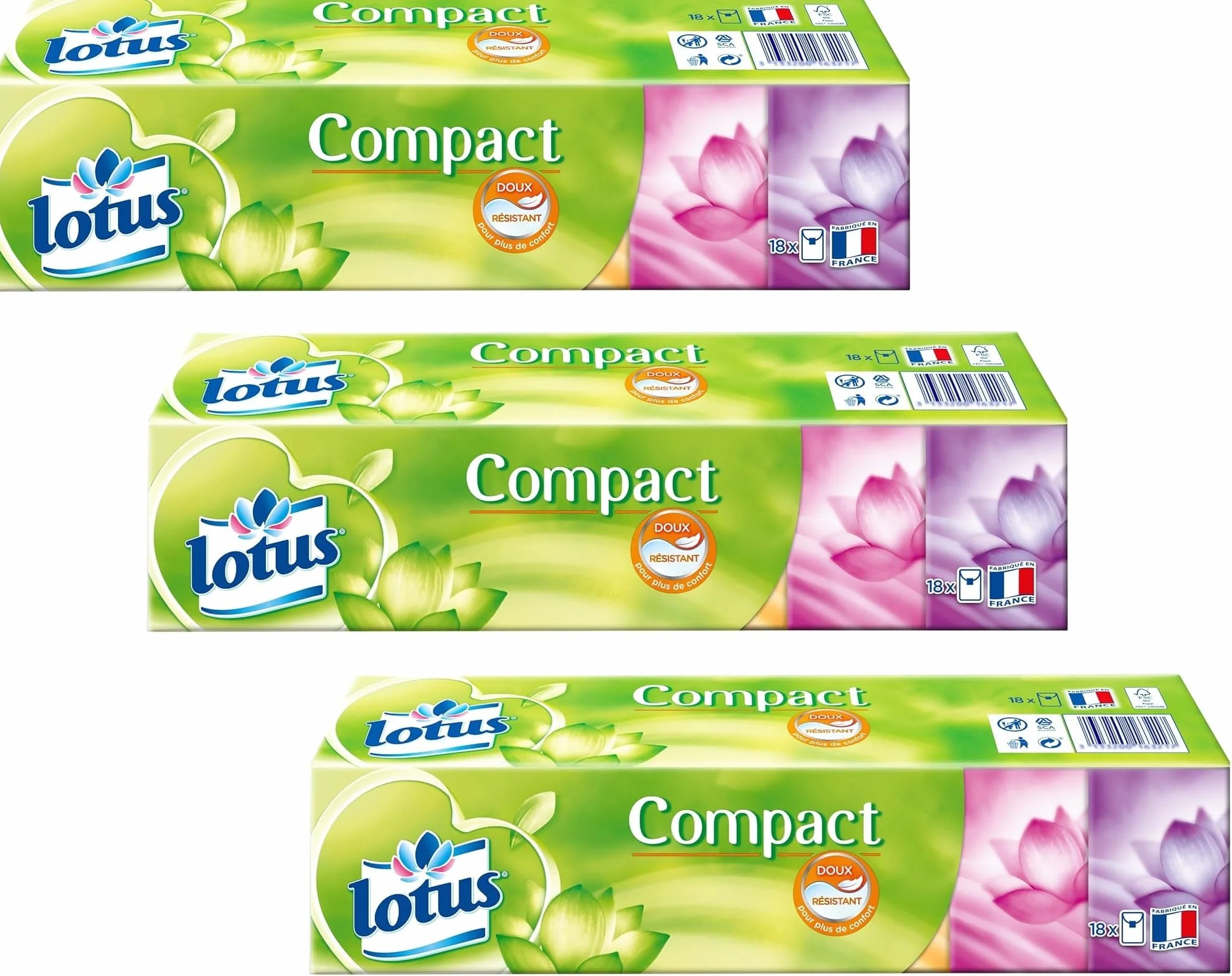 Lotus Compact Mouchoirs en étui - paquet de 18 étuis - Lot de 3 - Vendu Par Lot - Offre Spéciale