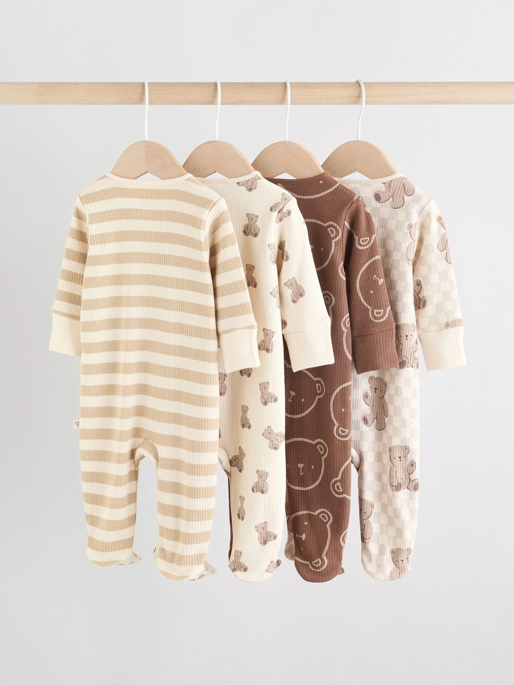 NEXT Bébé garçon Dors-Bien Pyjama Zip Double Sens Ours Lot de 4
