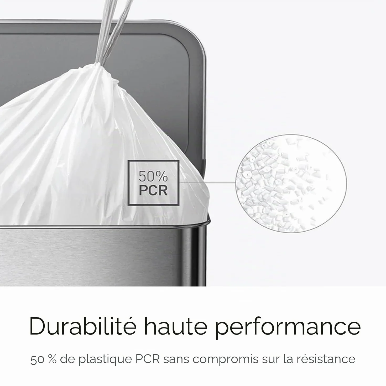 simplehuman CW0261 code M, sacs poubelle sur mesure, 3 x paquet de 20 (60 sacs), plastique blanc