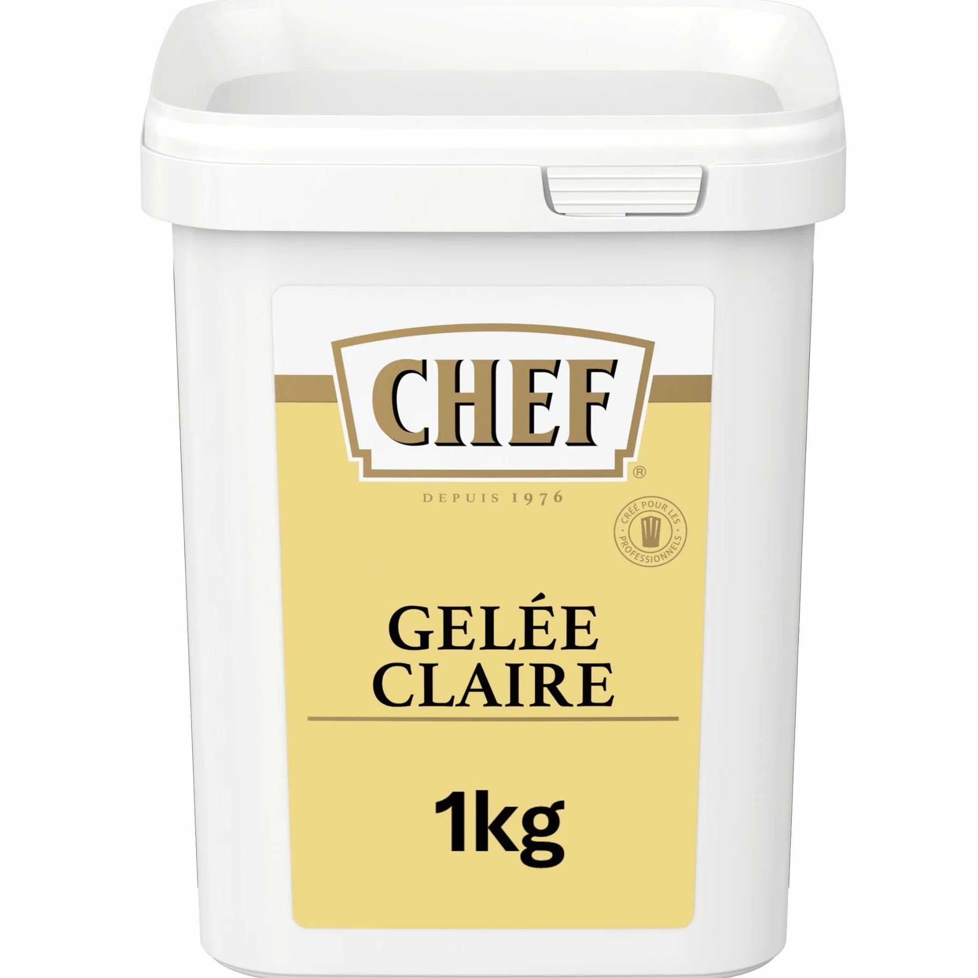 CHEF Gelée Claire Déshydratée - Pour Gelée, Nappage, Décor - A Base de Gélatine de Bœuf 46% - Gain de Temps en Cuisine - Aide Culinaire, Fonds, Fumet, Sauce - Boîte de 1kg pour 20L