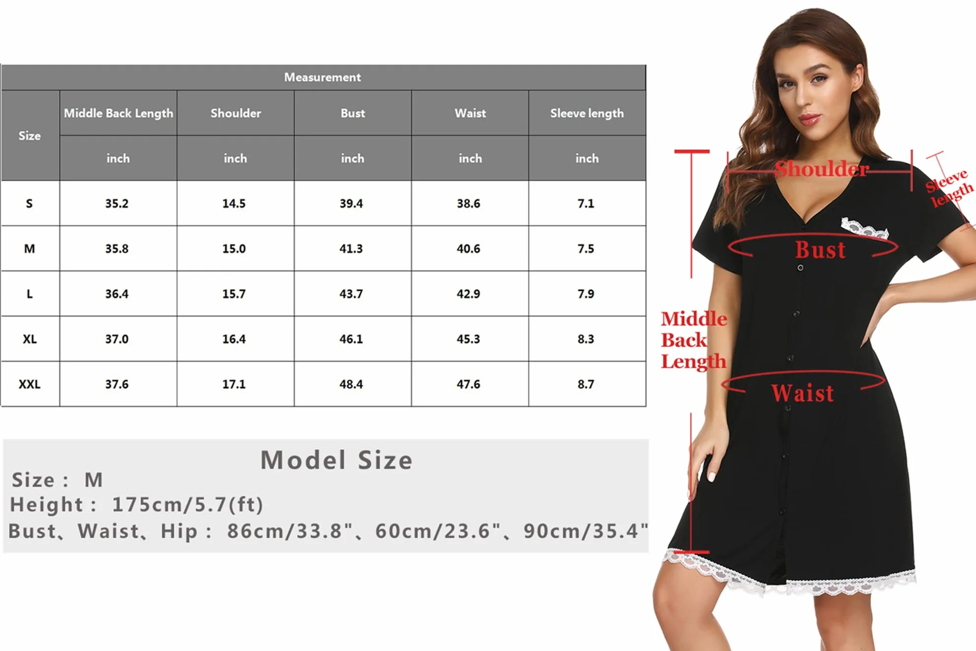 Chemise Nuit Allaitement Maternité Coton Robe de Nuit Femme Enceinte Col en V Manches Courtes Devant Ouvert