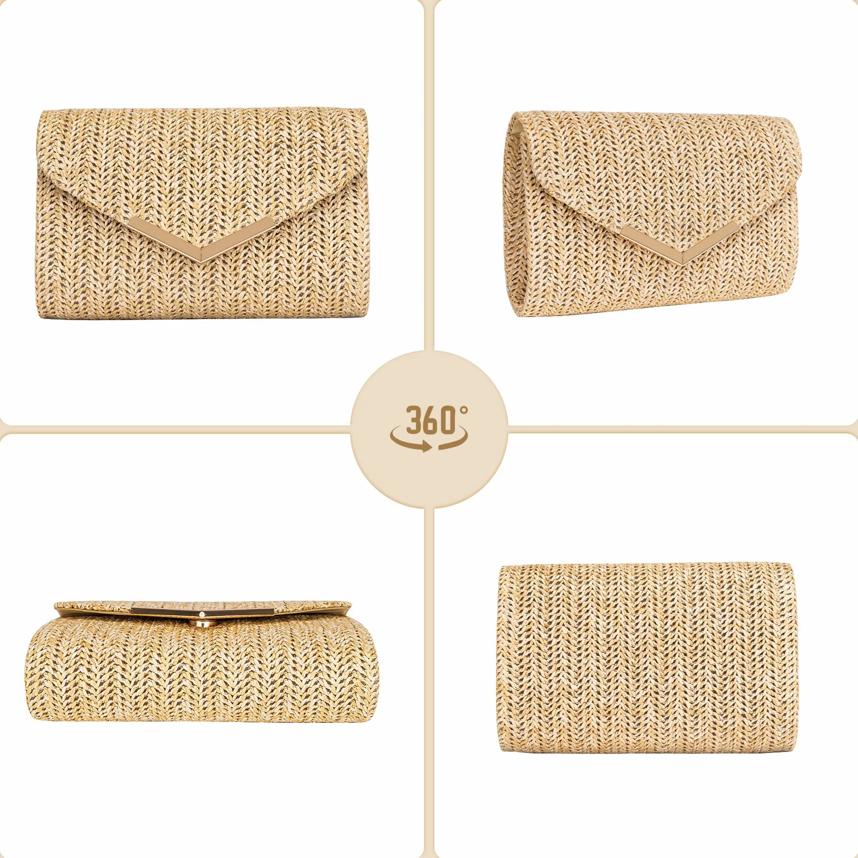 Larcenciel Pochettes et Clutches Femme Sac a Main avec Bandoulière Détachable