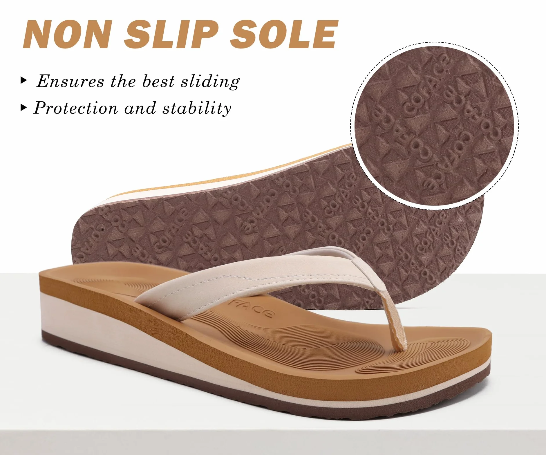 COFACE Tongs Compensees Sandales Femmes été Plage Piscine Vacances Tapis Yoga Confortable