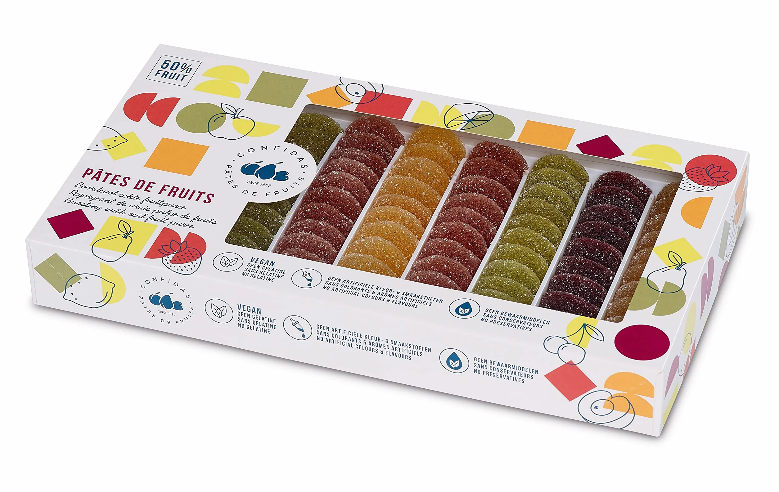 Pâtes de fruits en Pastilles 1 Kg, saveurs (Abricot, Cassis, Fraise, Citron, Poire)