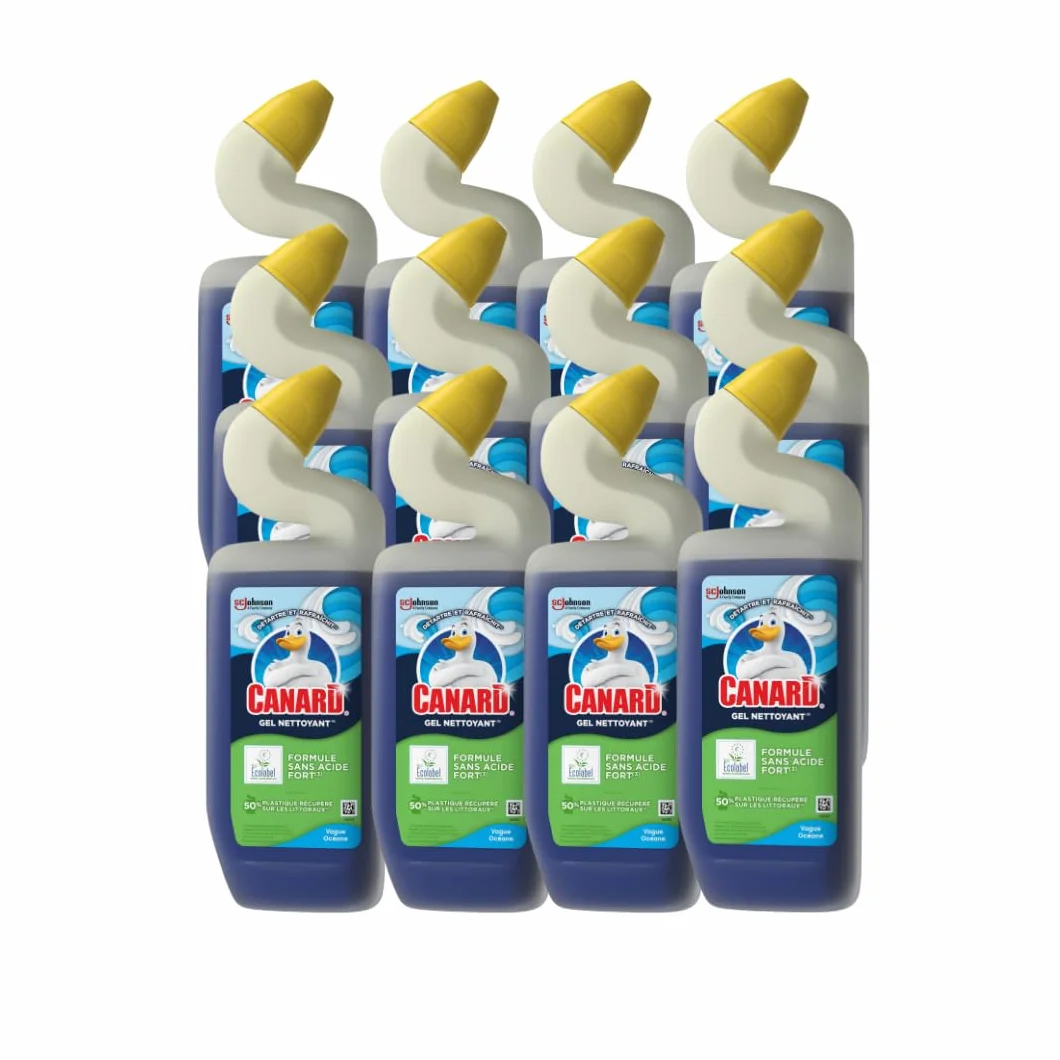 Canard Gel Marine - Gel Nettoyant et Désinfectant Toilettes - Tue 99,9% des Bactéries - Nouvelle Formule Ecolabel - Lot de 12x750 ml