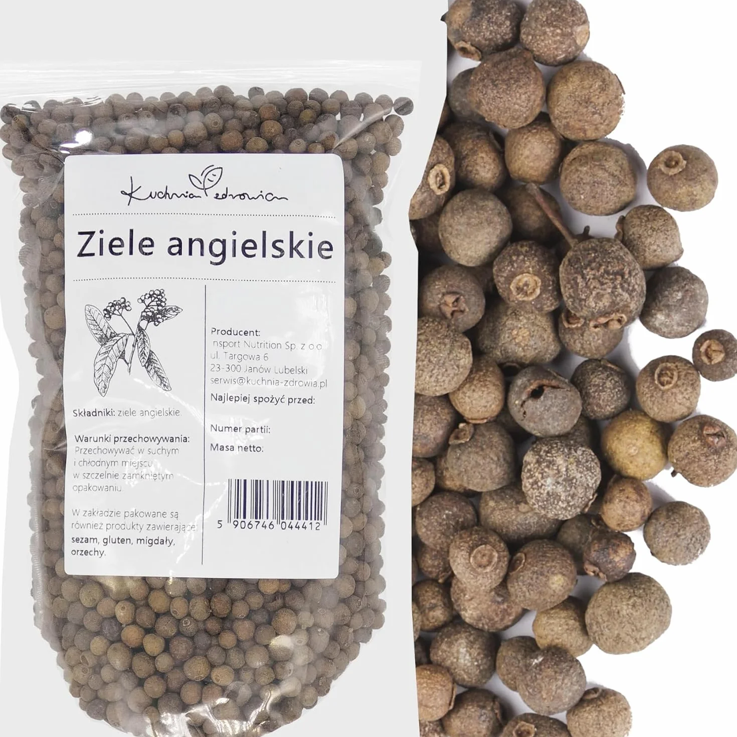 Kuchnia Zdrowia - Piment de la Jamaïque - Aromatique - Naturel - Sans Additifs - Vegan - Emballage anti-fuite avec fermeture éclair - Doypack: (200, Grammes)