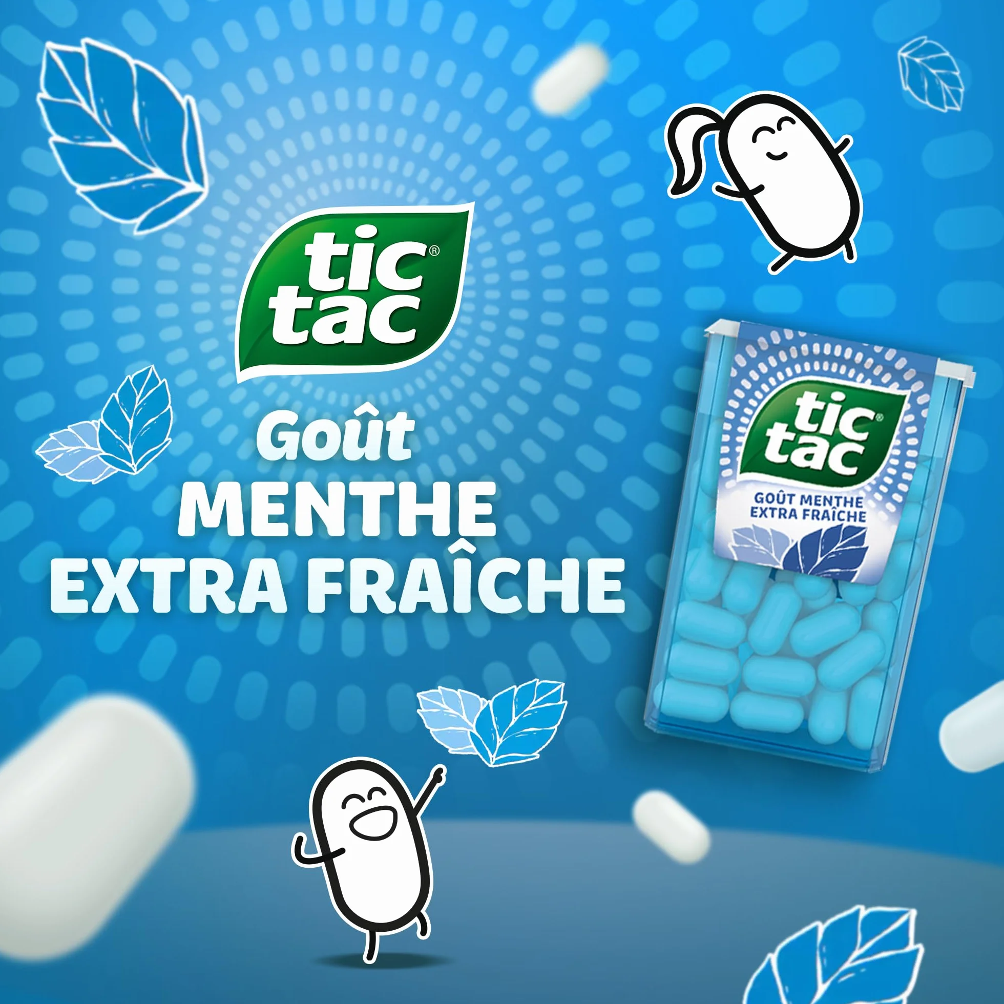 TicTac Goût Menthe Extra Fraiche Bonbons frais sucrés Format de Poche 24 boites x 18g