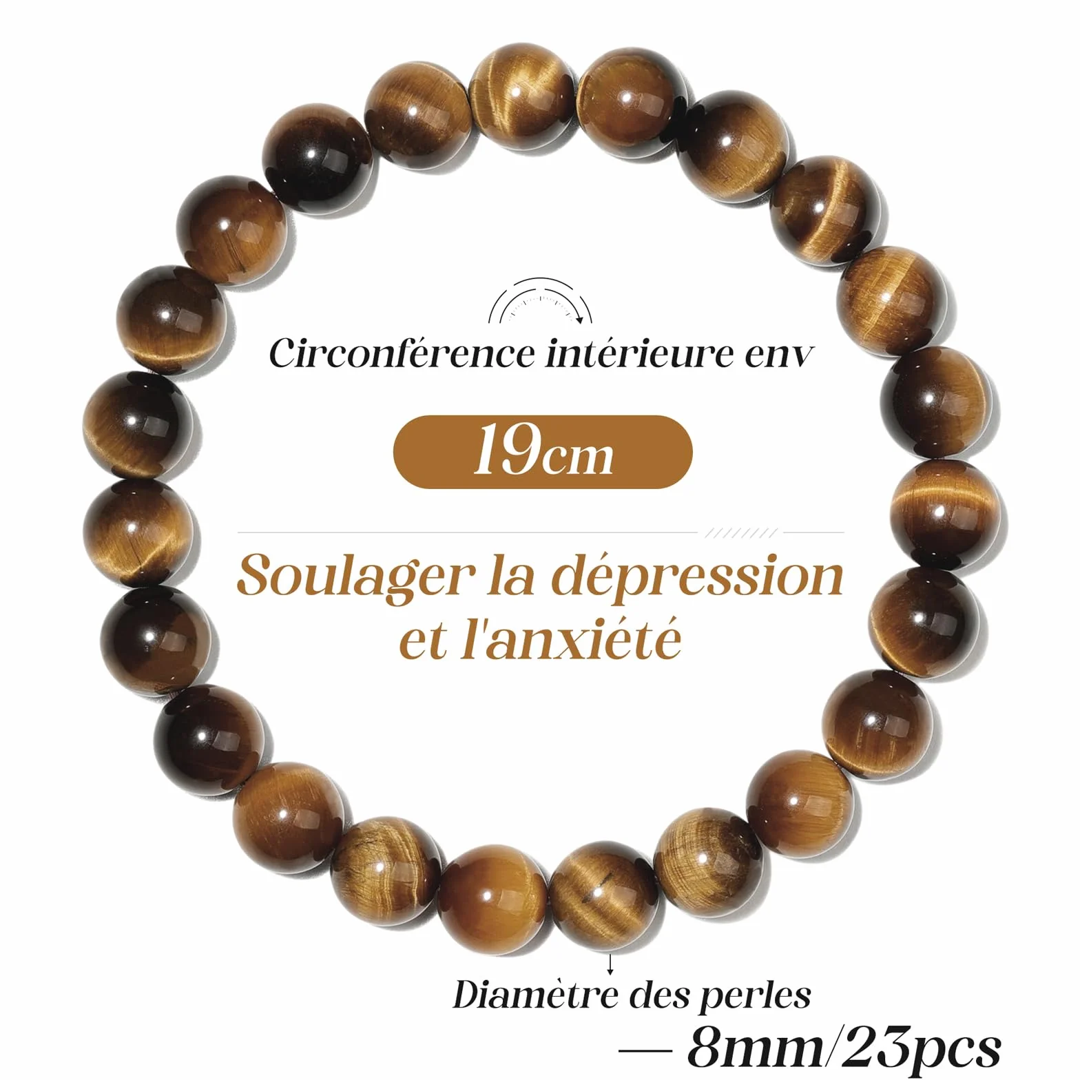 Bracelet Femme Pierre Naturelle 8 mm Lithotherapie Fait Main Yoga Pierres Semi Précieuse