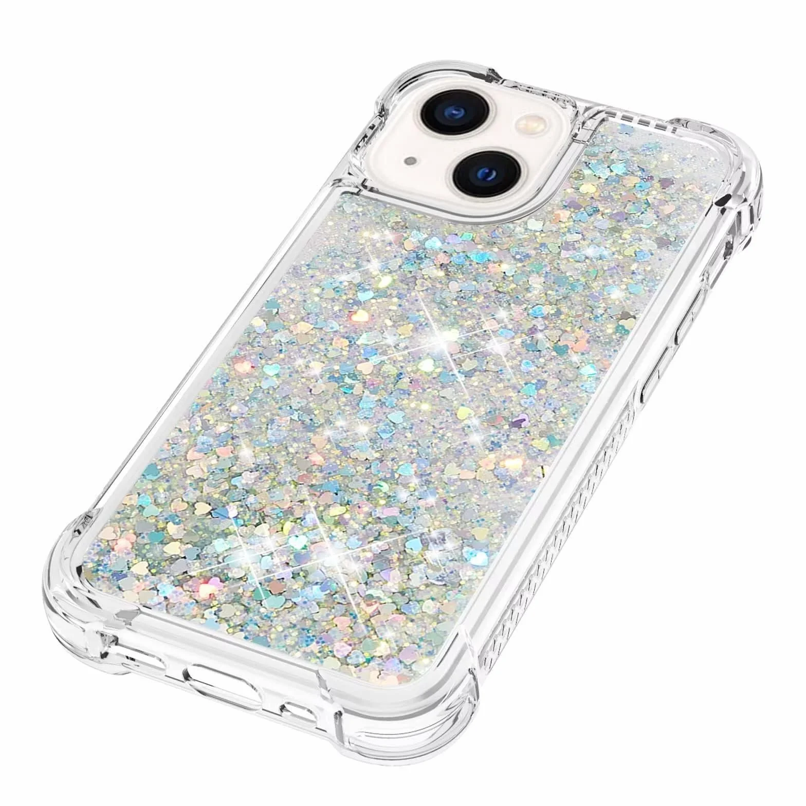 Didan Nadoli Coque iPhone 13 TPU Protecteur Brillant Paillettes Sables Mouvants Transparente Cristal Antichoc Bumper