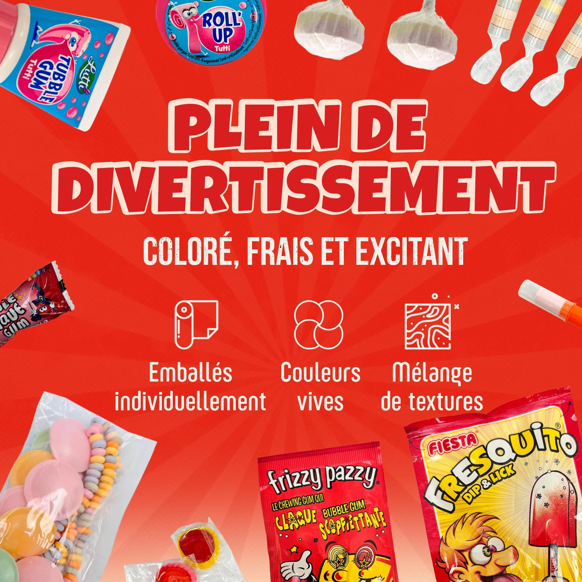 Mini Box Bonbons Années 80-13 références différentes pour redécouvrir le plaisir des bonbons des années 80 - Assortiment de confiseries 300g