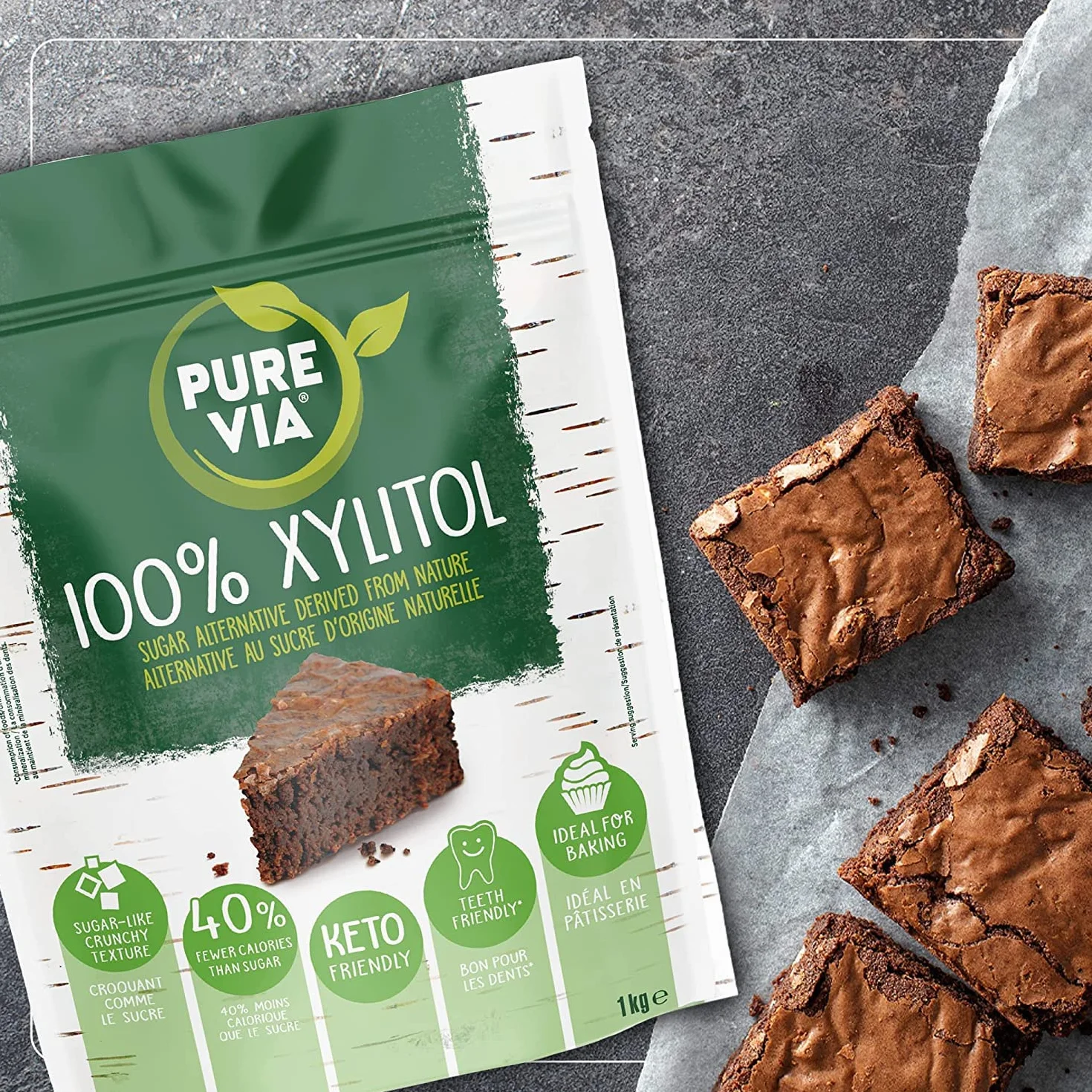 Pure Via - Xylitol Sucre de Bouleau - Poudre Cristallisée - Zéro Sucre - Alternative d'origine naturelle au sucre |1kg