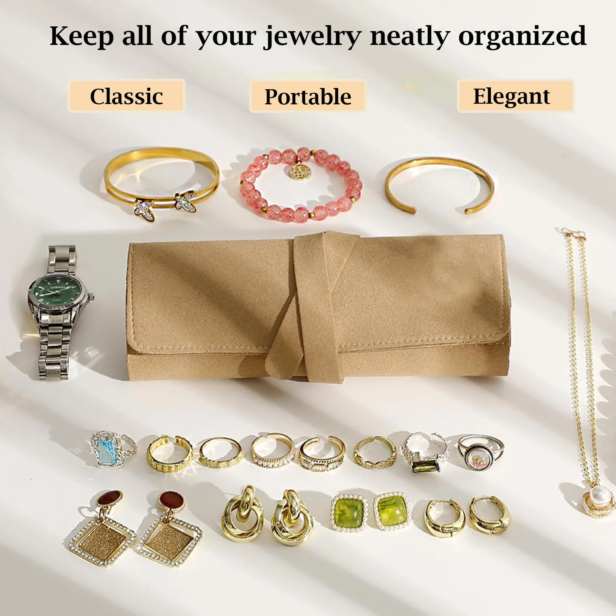 Sac à bijoux de luxe - Organisateur de voyage avec sécurité pour bagues, boucles d'oreilles, colliers