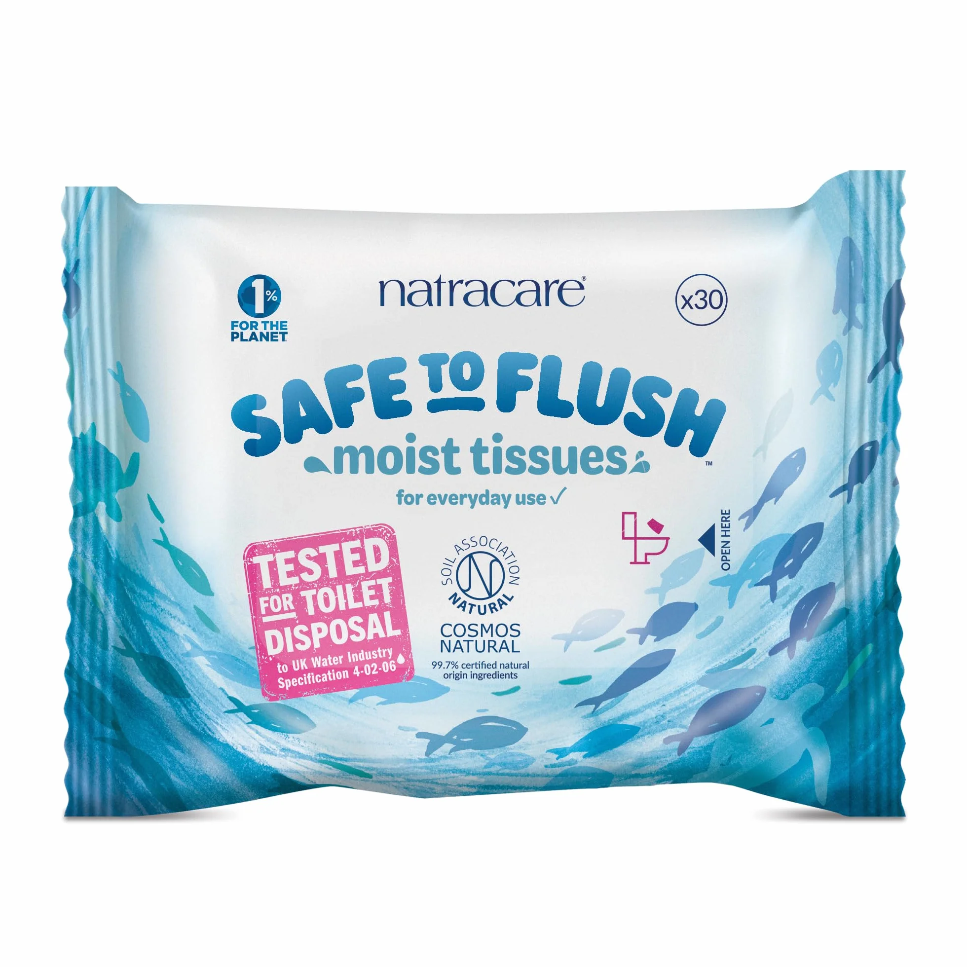 Natracare Lot de 4 mouchoirs humides sans danger pour rincer 30 lingettes