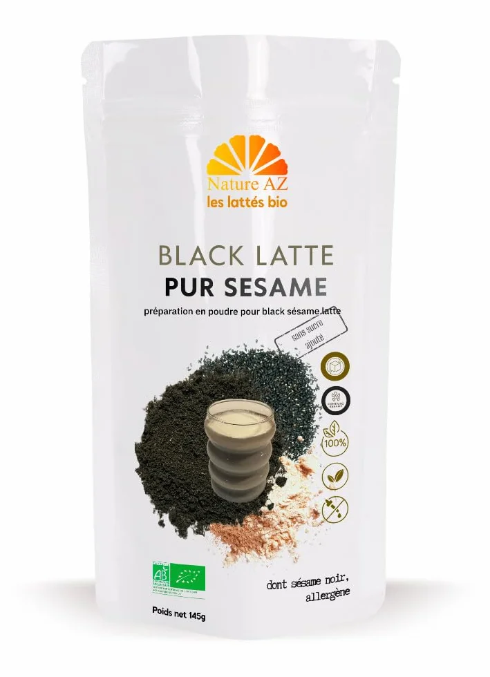 Nature AZ Black Latte Bio Sésame Noir Sans Charbon Actif 145g