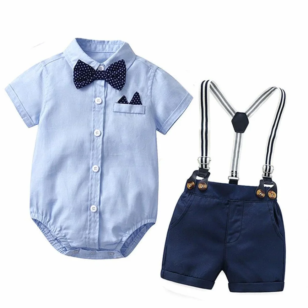 Enfant Bébé Garçon Tenues Manches Courtes Body Chemises Jarretelles Pantalon été Costumes