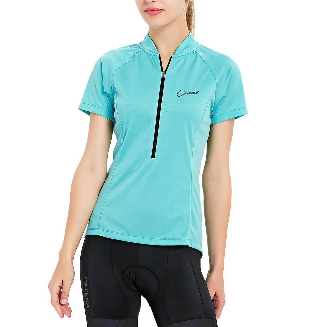 CATENA Maillot Cyclisme Manches Courtes Femmes VTT Route Respirant Séchage Rapide Haut Vélo