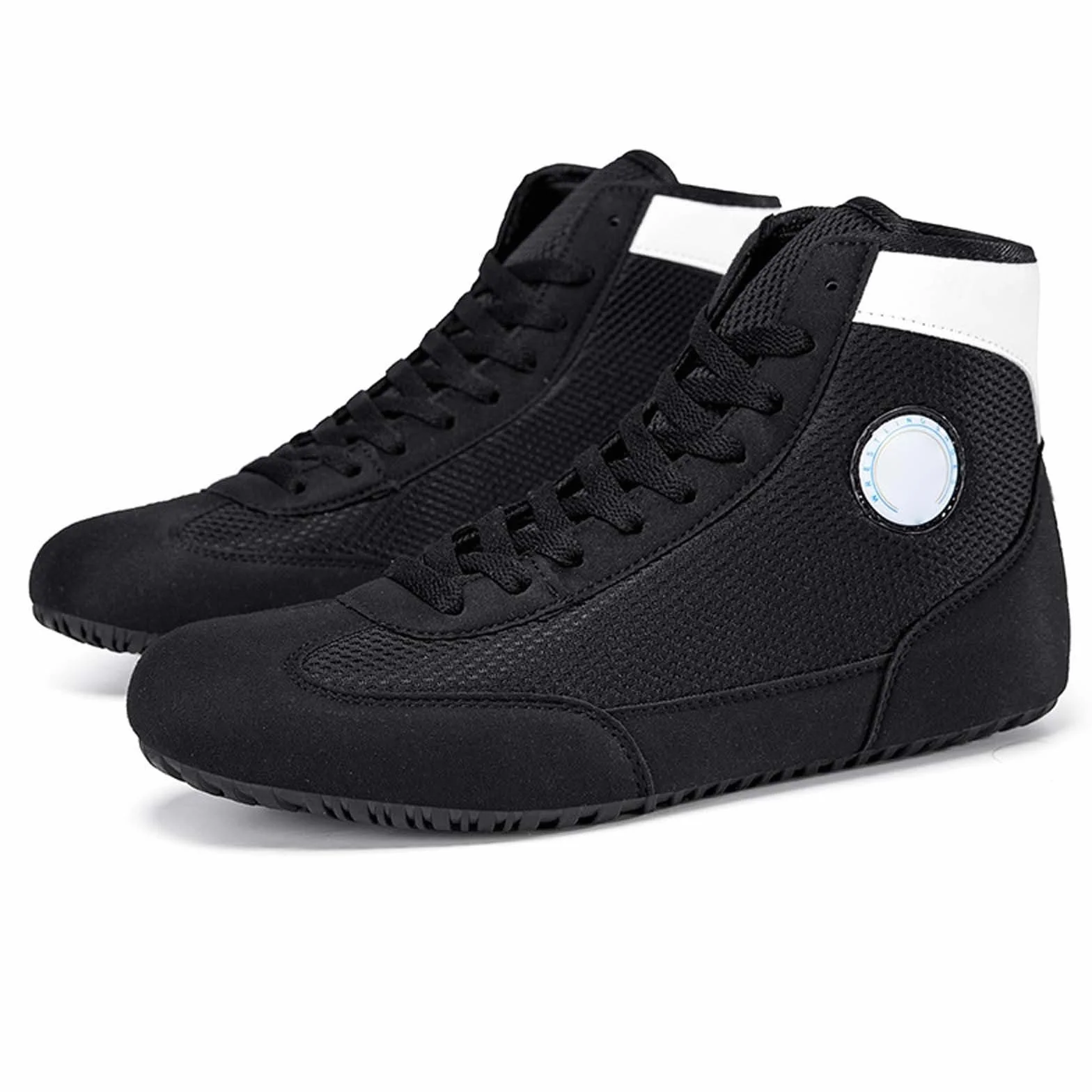 Chaussures de boxe d'entraînement hautes respirantes antidérapantes soutien cheville fitness