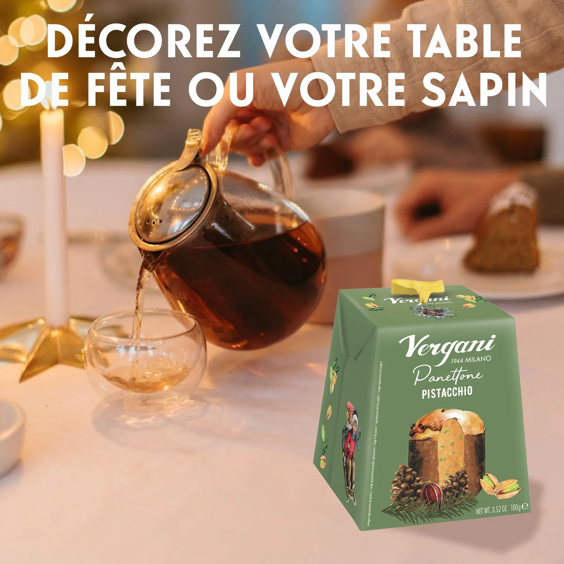 Vergani - Mini Panettone Pistache Mignon - Panettone italien traditionnel confectionné à Milan au délicieux goût de pistache - Gâteau de Noël typique en Italie - Idée cadeau Noël