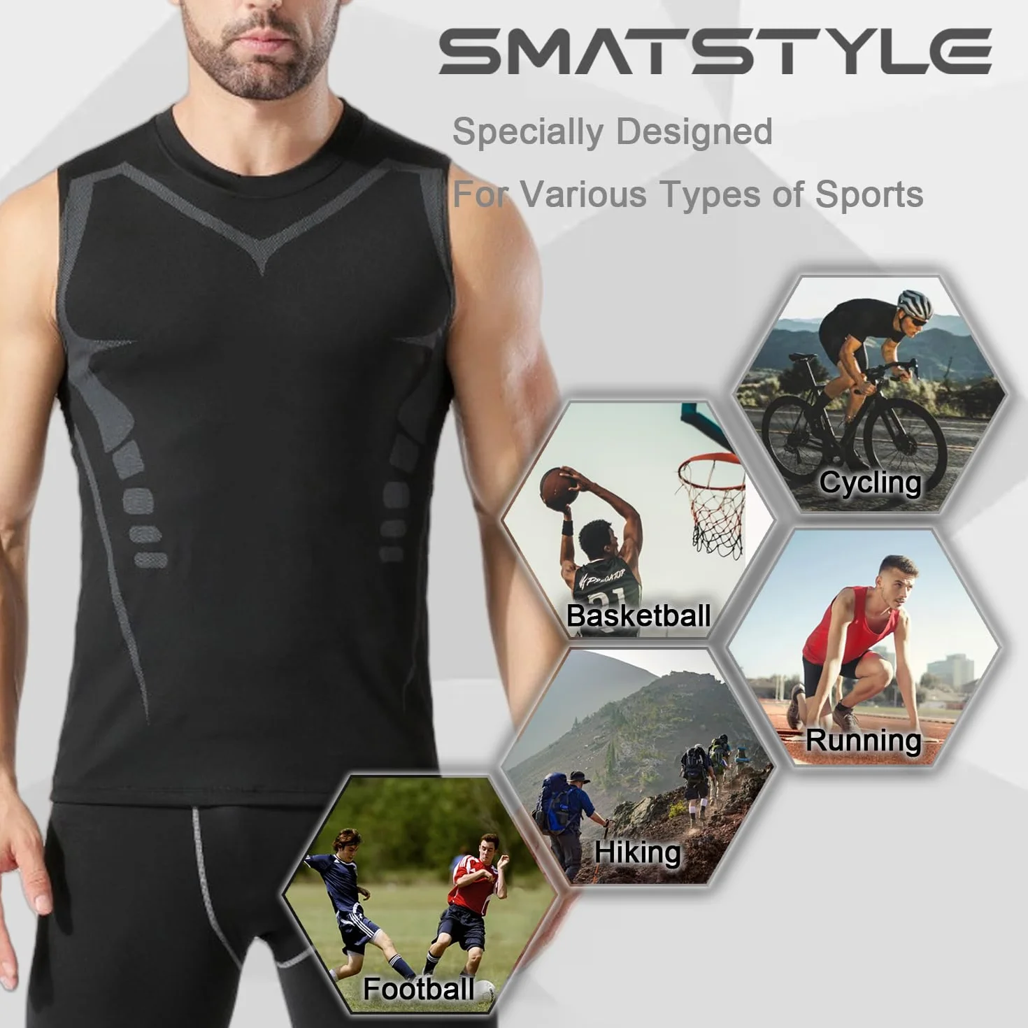 Débardeur de Compression Sport Homme Gilet de Course sans Manches Running Fitness