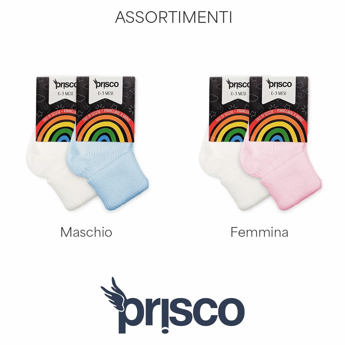 Prisco Chaussettes Bébé 0-3 Mois Coton Fil d'Écosse Lot de 4 Paires Fille Garçon