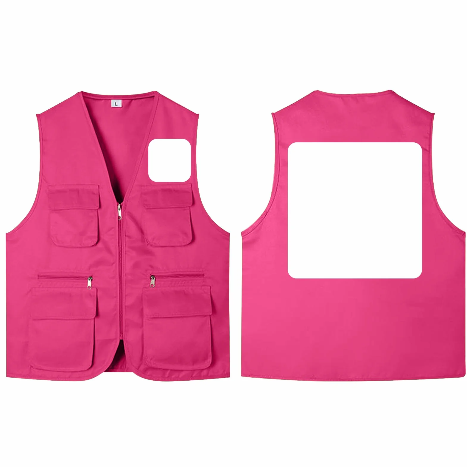 Gilet de Peches Multipoches Zippé Respirant Homme Femme M-4XL Personnalisable