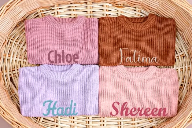 Pull en tricot personnalisé pour tout-petits - Col rond manches longues automne/hiver