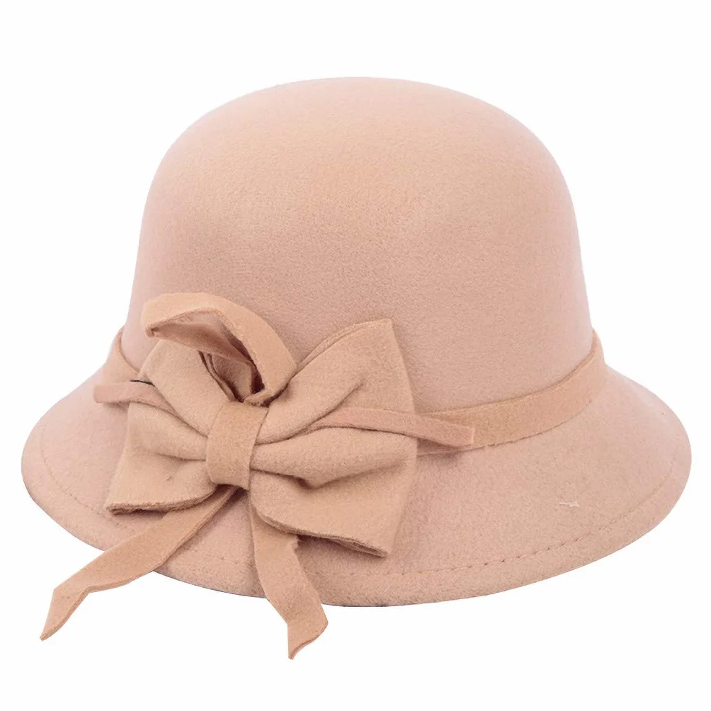 Chapeau Cloche Années 1920 Faux Feutre Nœud Vintage Chapeau d'Église Floppy Écrasable