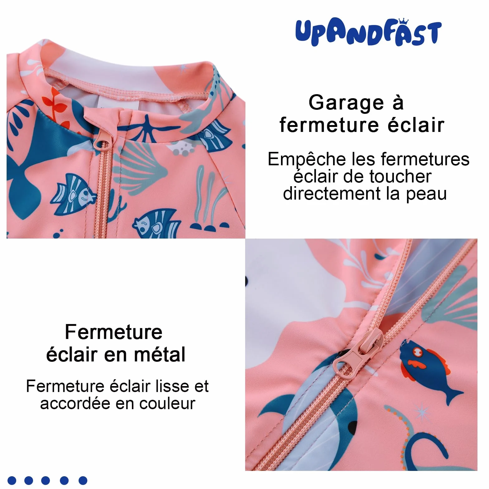 upandfast Maillot de Bain Bébé Une Pièce UPF 50+ Protection Solaire Zip