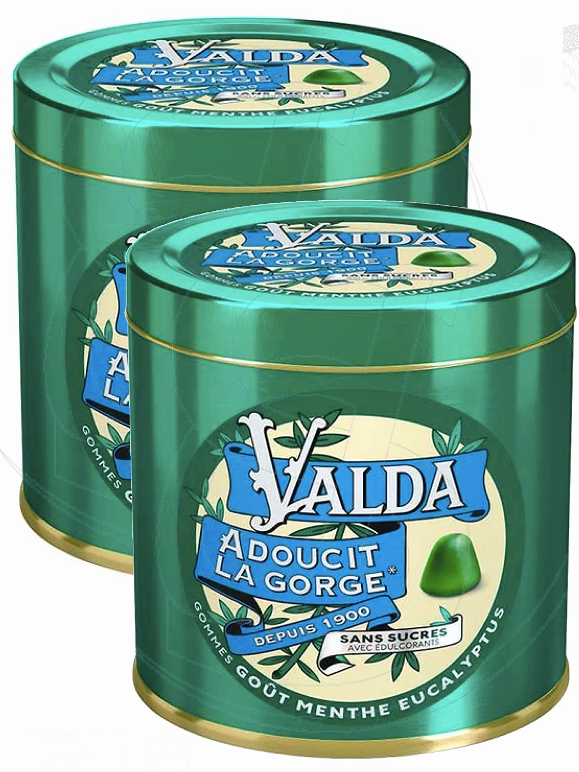 Valda Gommes Sans Sucres Goût Menthe Eucalyptus 140 g Lot de 2