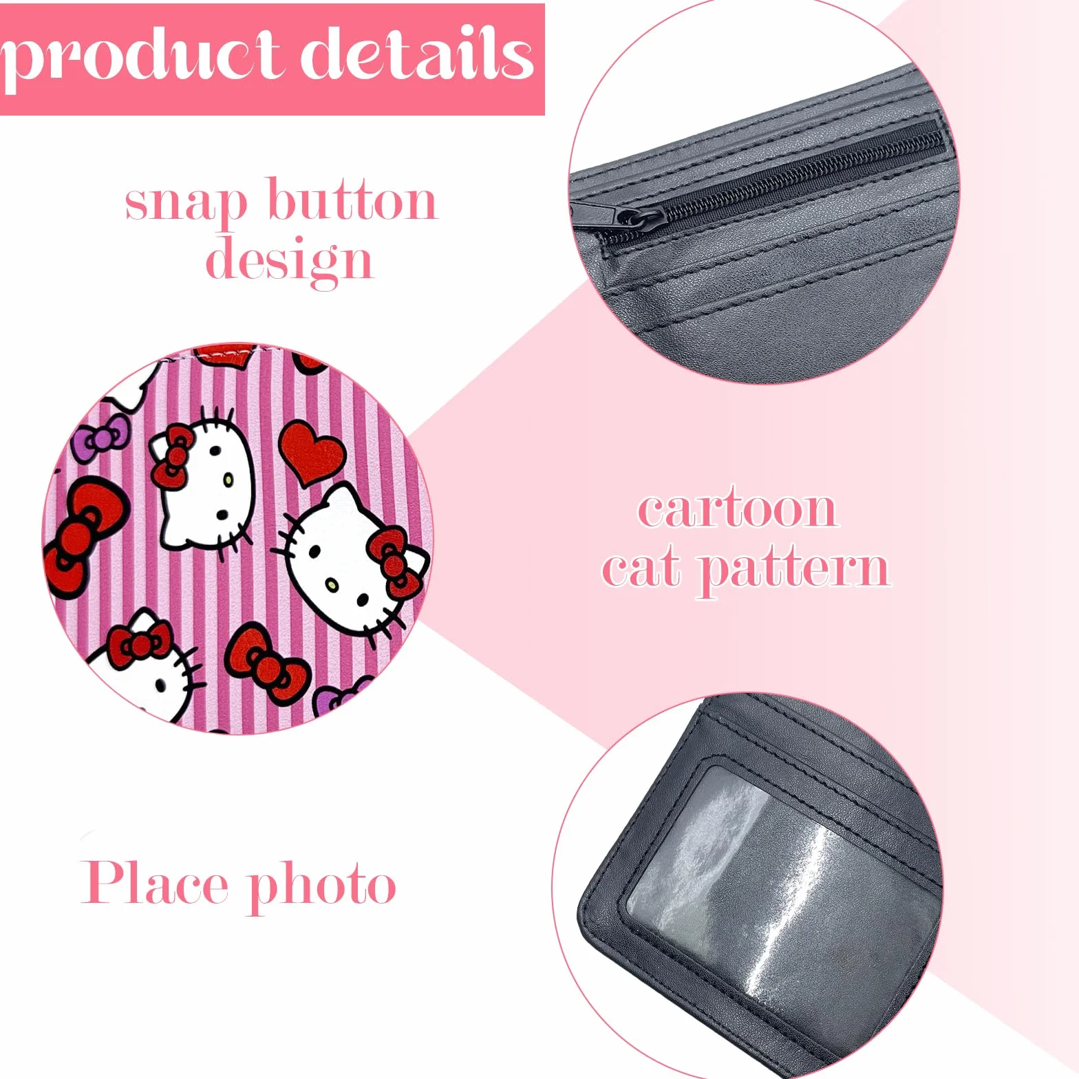dcas Portefeuille Anime Cartoon PU Cuir Pliant Kawaii Filles Enfant (4,5 x 3,5 Pouces)