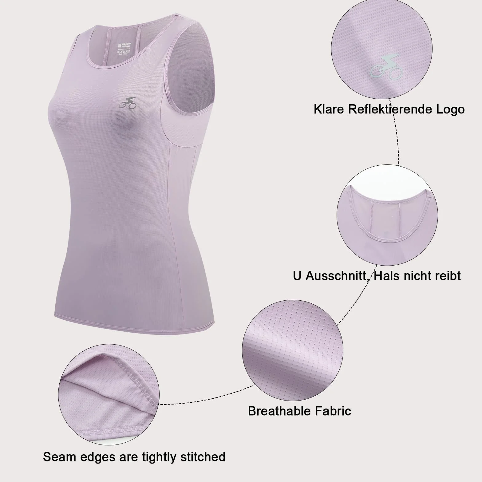Maillot de Cyclisme sans Manches Femme, Respirant avec 3 Poches