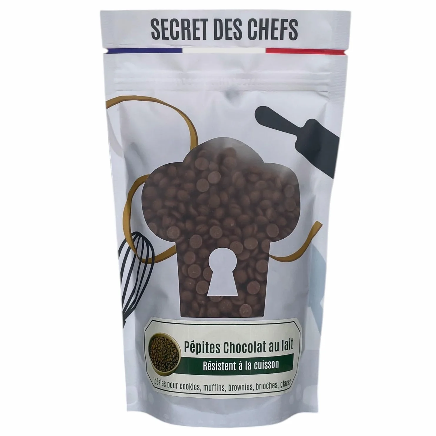 Secret des Chefs – Pépites Chocolat au Lait 700g – Qualité Professionnelle – Pour Cookies, Muffins, Brownies, Brioches, Glaces, Pâtisseries