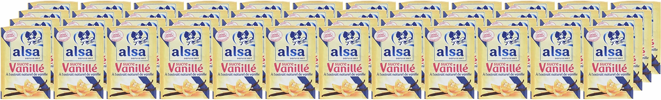 Alsa Sucre Vanillé à Extrait Naturel de Vanille x12 Sachets 90g - Lot de 4