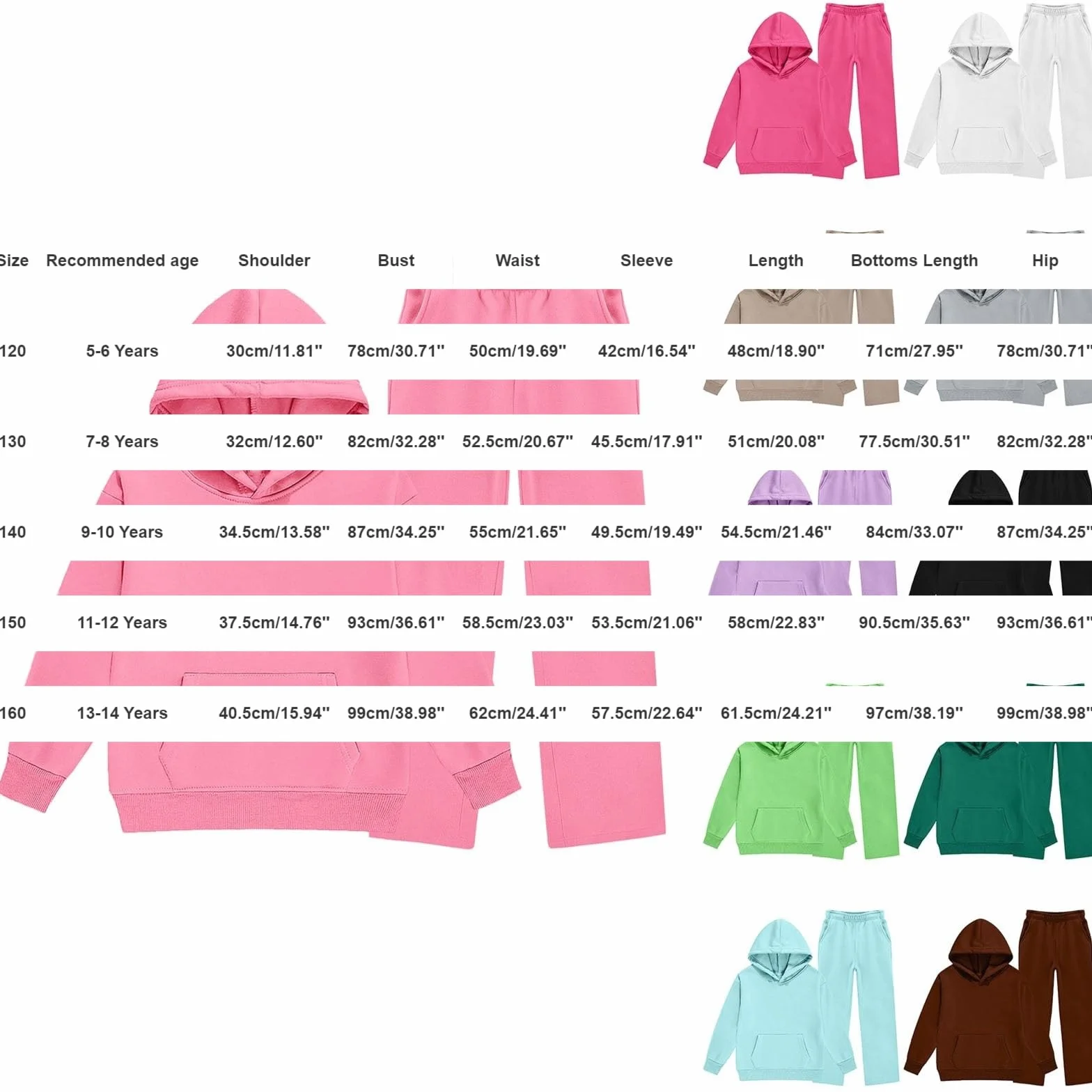 Ensemble de survêtement 2 pièces pour filles et garçons - Sweat à capuche à manches longues - Jambes larges