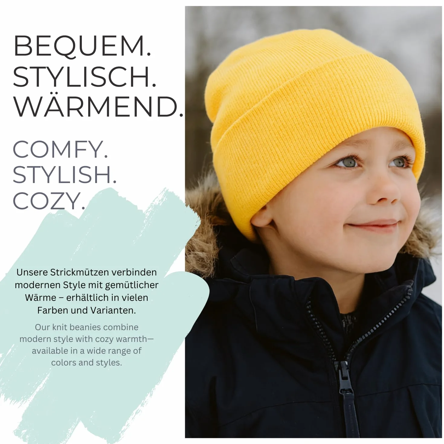 Bonnet Enfant Tricot Large Bord, Bonnet Fin Tricoté Double 2-5 Ans