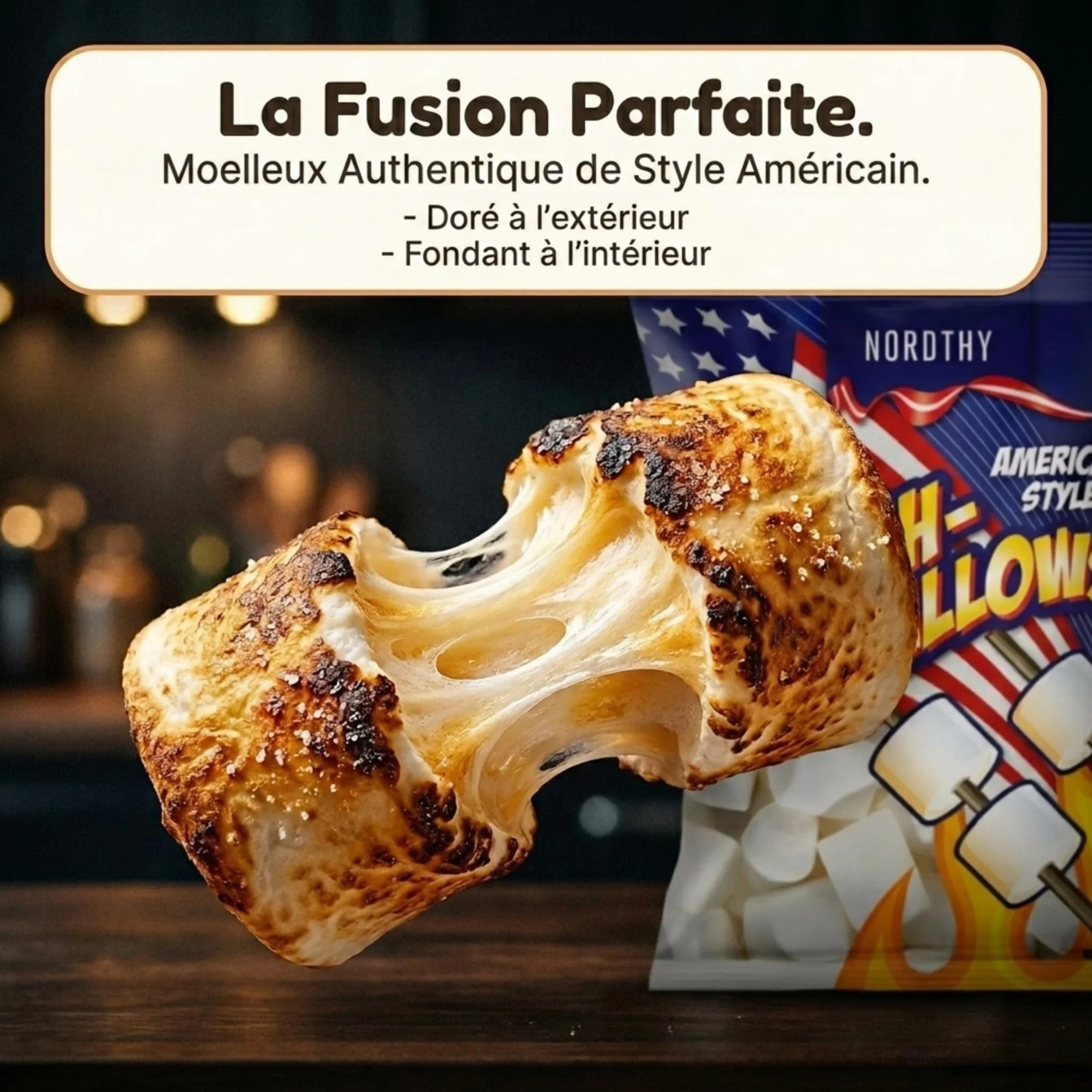 Nordthy Marshmallows American Style 300g – Guimauves Moelleuses à la Vanille – Chamallows pour S’mores, Chocolat Chaud, Desserts, Gâteaux et Buffets Sucrés