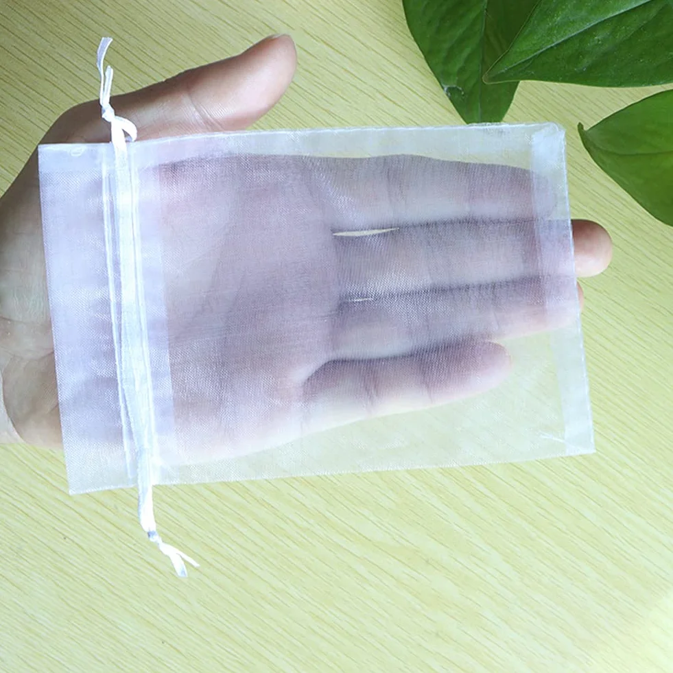 Sacs Organza Bleu Clair 10x15cm 100PCS avec Cordon de Serrage pour Bijoux Cadeaux
