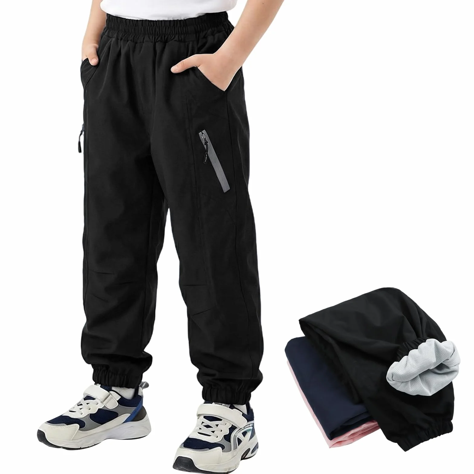 Pantalon Softshell Garçon Fille Respirant Imperméable Coupe-Vent Randonnée Doublure Mesh Enfant Outdoor Léger 7-14 Ans