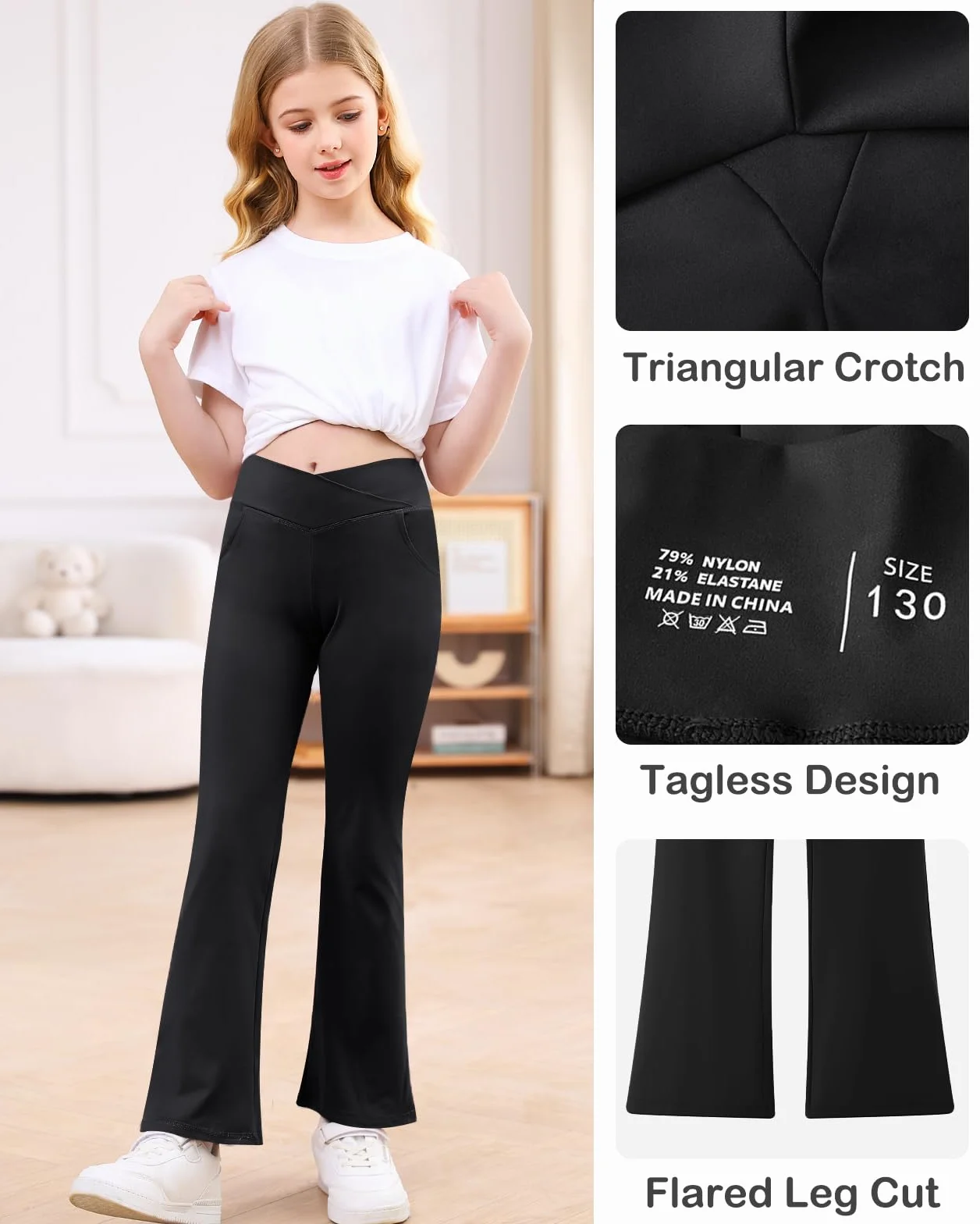 Domee Leggings Yoga Pantalon Flared Bootcut Sport Jogging Fille