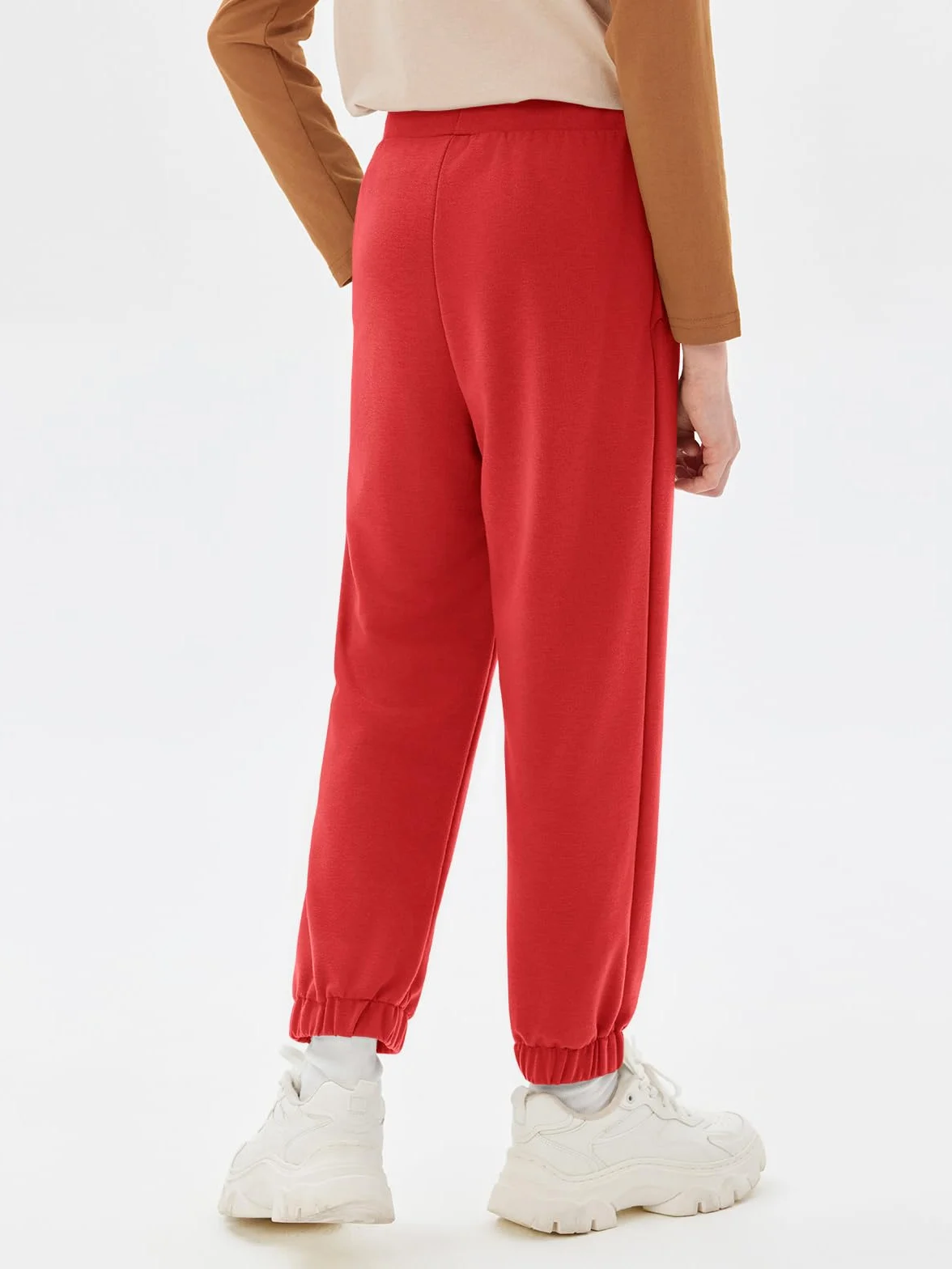 Pantalon de survêtement garçon coupe droite léger couleur unie sport décontracté taille élastique poches