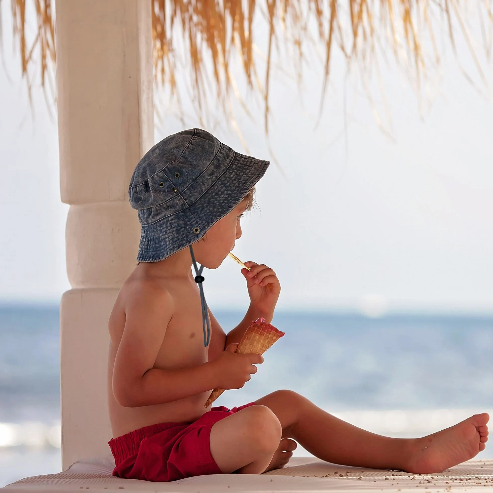 TOSKATOK Bob Safari Style Enfants UPF 50+ Anti UV Coton Protection Solaire Bords Larges Taille Unique