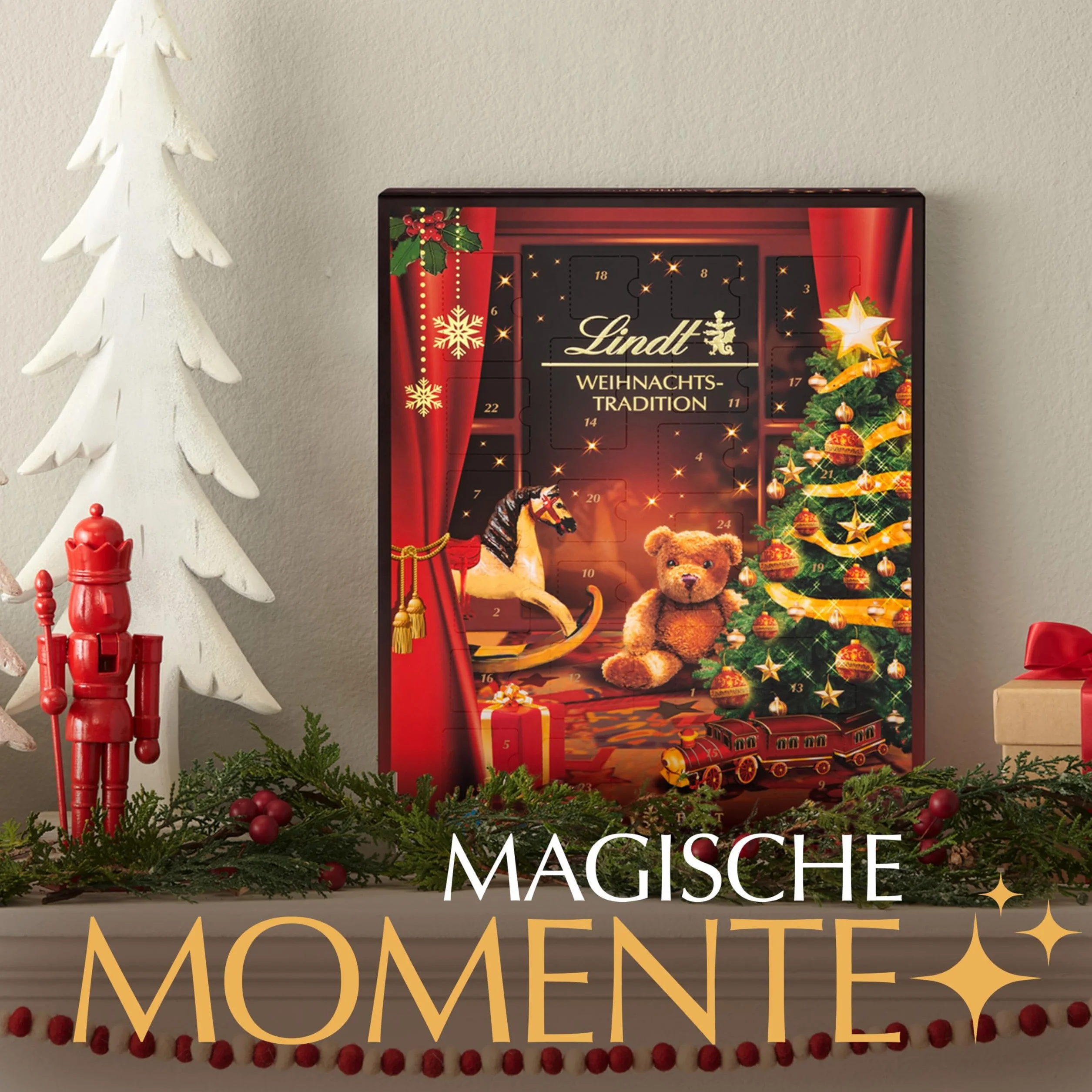 Lindt Calendrier de l'Avent 2024 au chocolat traditionnel 2024, 253 g, 24 chocolats et chocolats différents, cadeau au chocolat pour la période de Noël