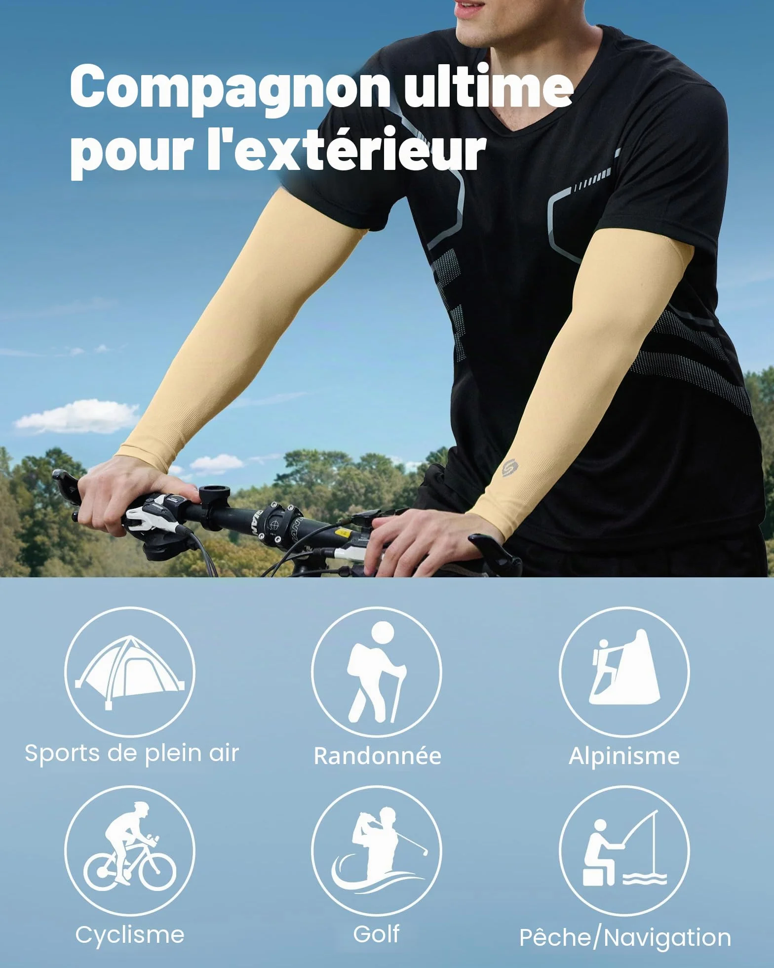 Manchette Bras Anti UV UPF 50 Protection Tatouage Manchon Sport Compression 1 Paire