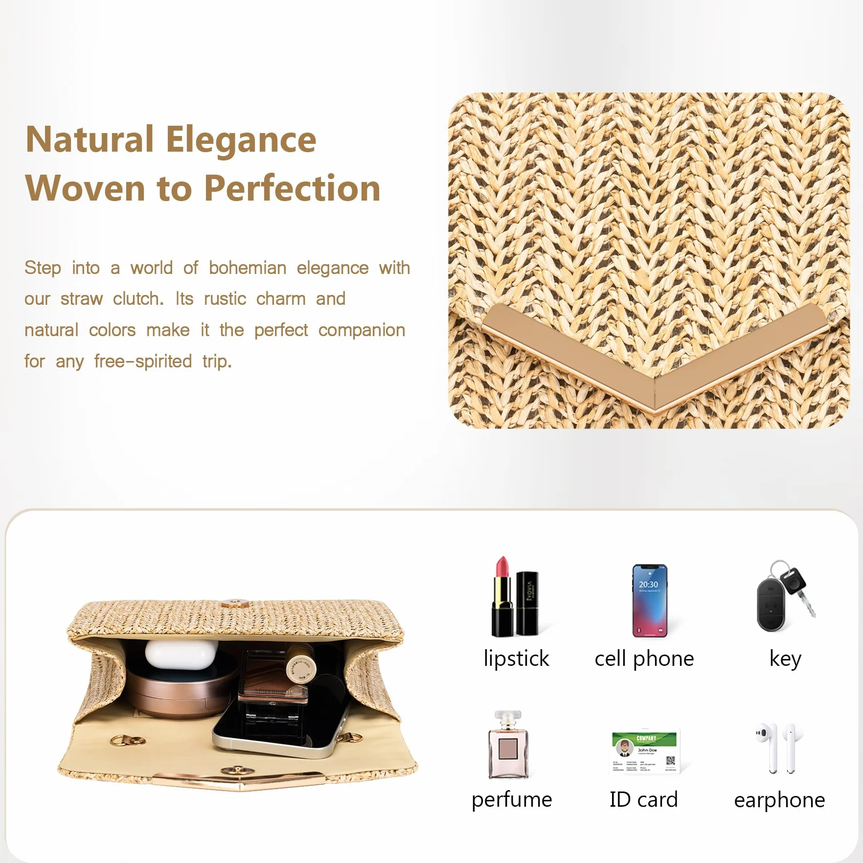 Larcenciel Pochettes et Clutches Femme Sac a Main avec Bandoulière Détachable