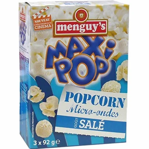MENGUY'S - Pop Corn Micro -Ondes Sale 276G - Lot De 4 - livraison offerte