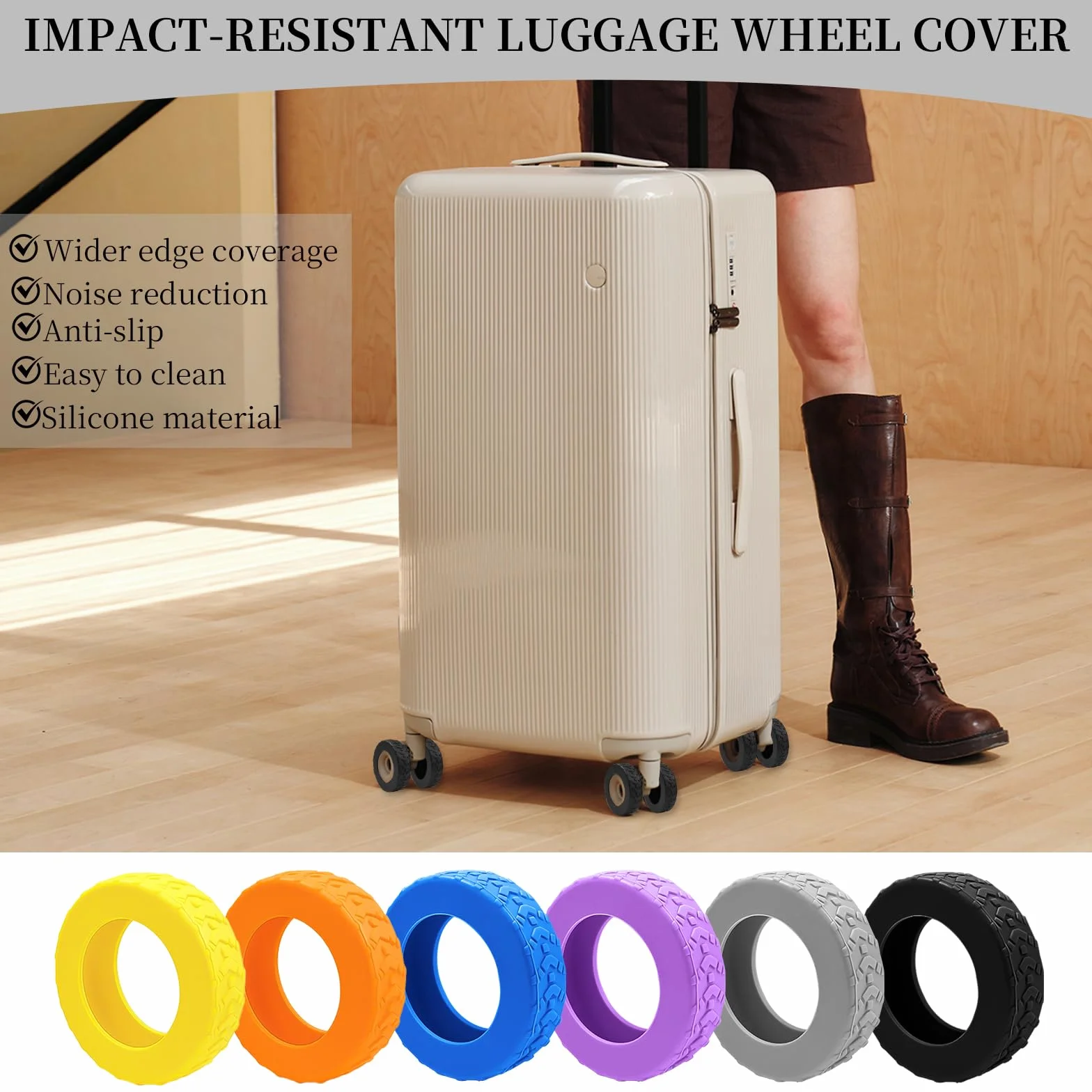 Housses de Roulettes de Valise en Silicone, 8 Pièces, Protège Roues pour Bagages et Chaises de Bureau