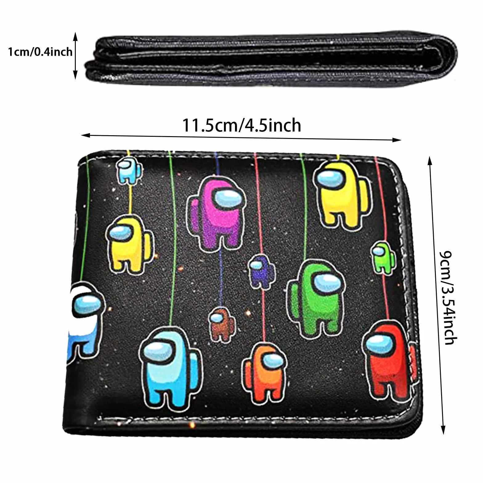 Portefeuille Enfant PU Cuir Noir Porte Monnaie Ado Garçon Plié Cadeau Anniversaire