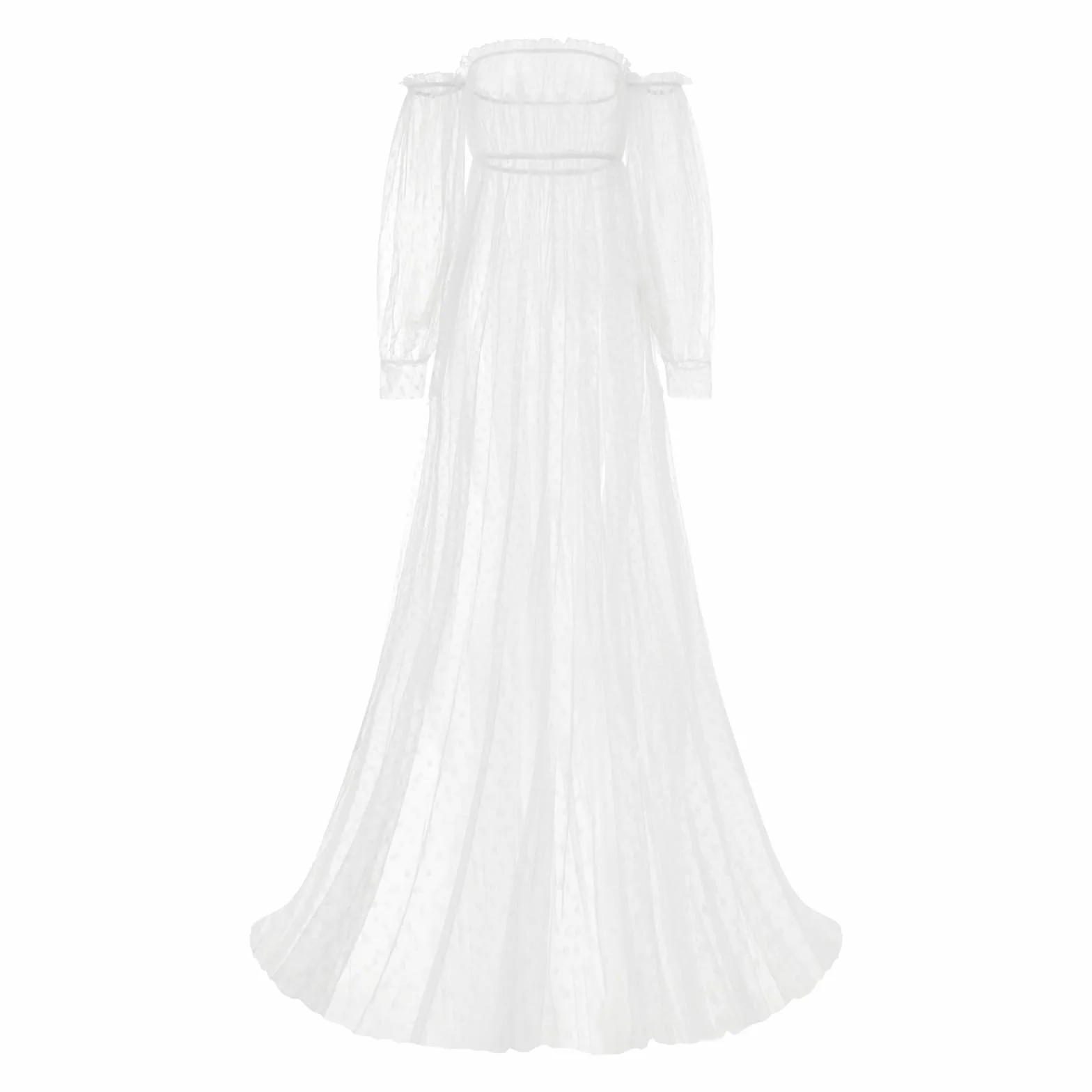 Robe de Grossesse Transparente en Mesh à Manches Longues Maternité Photo Shooting
