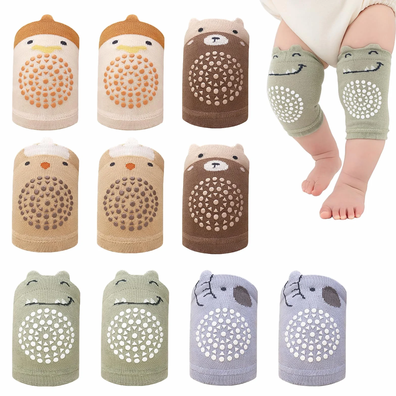 Genouillères Antidérapantes Bébé Coton Doux Respirant 0-36 Mois