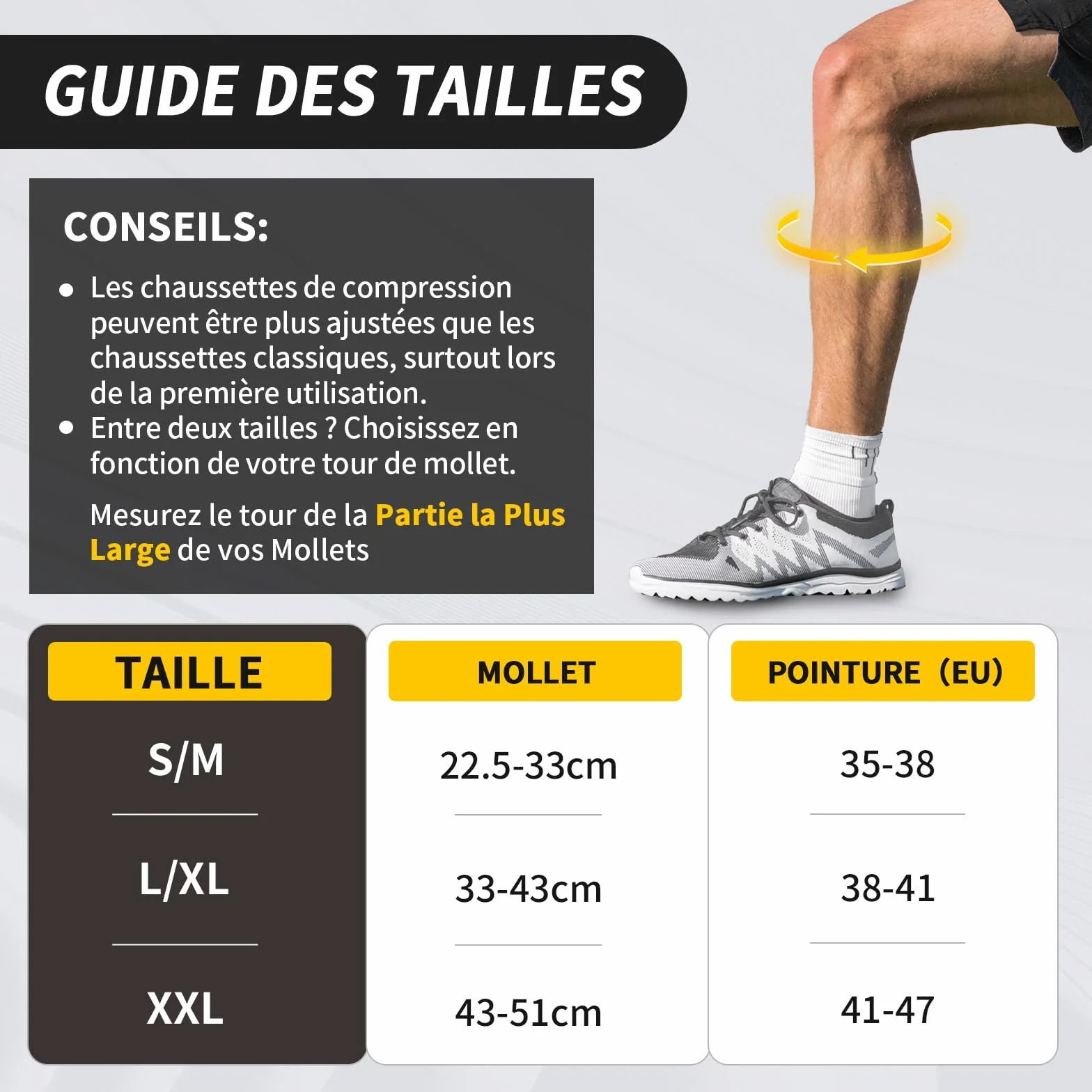 CAMBIVO Bas de Contention 3 Paires, Chaussettes de Compression 20-30mmHg Classe 2